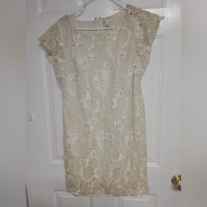 🦄CATO 1946 Elegant Cream Lace Dress Size 16 24"Pit